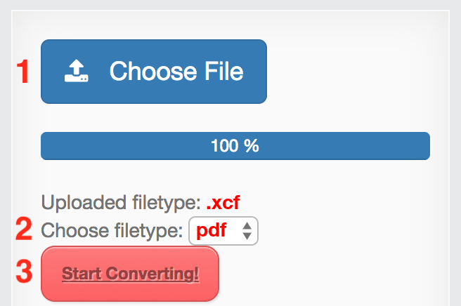 How to convert XCF files online to PDF